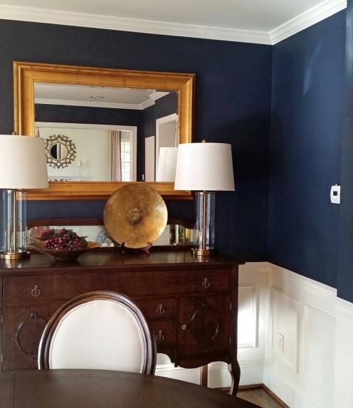 navy and gold dining room main line philadelphia