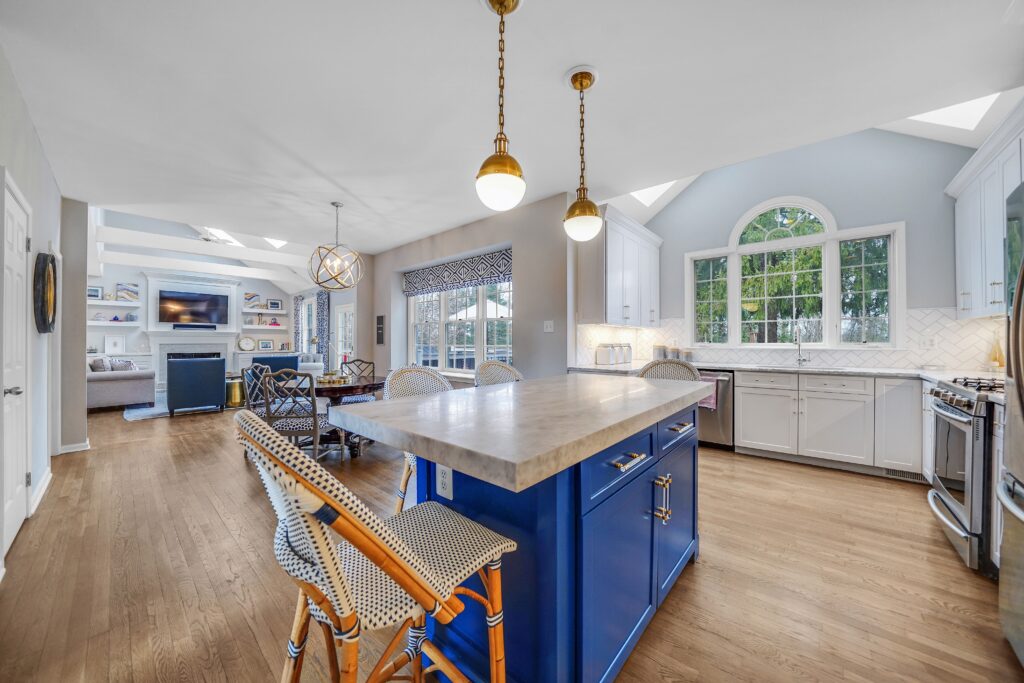 interior design project downingtown pa, living room and kitchen design