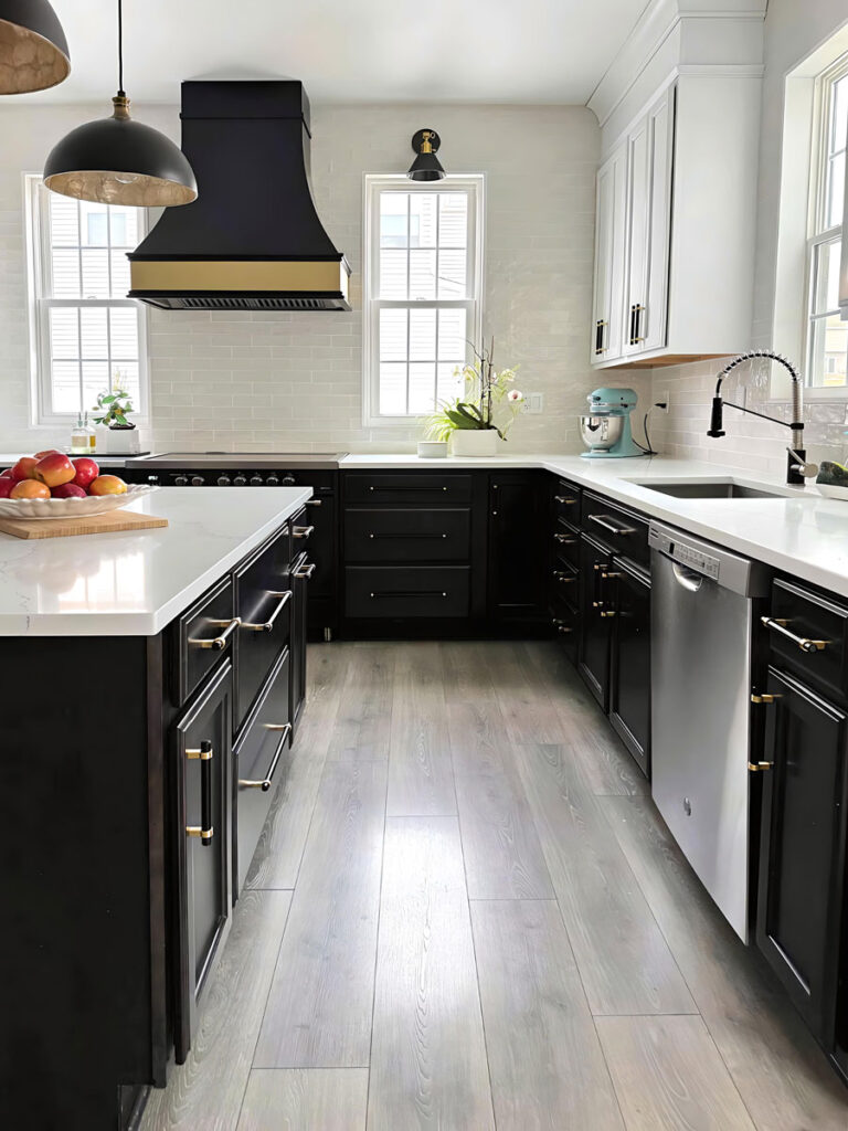 New Build Interior Design featuring black and white cabinets