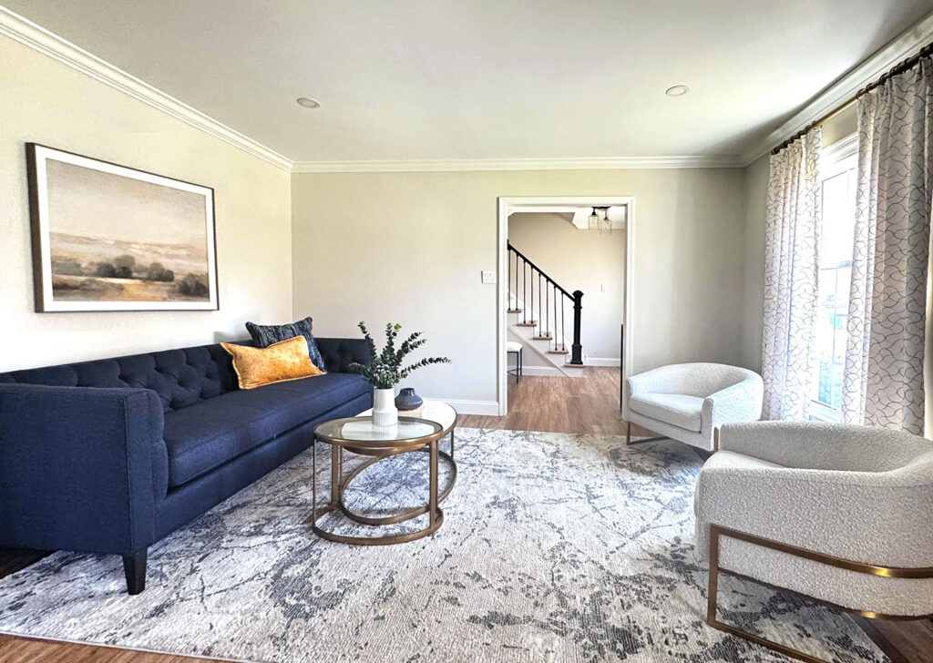 Complete home remodel and interior design makeover - living room sitting area decor