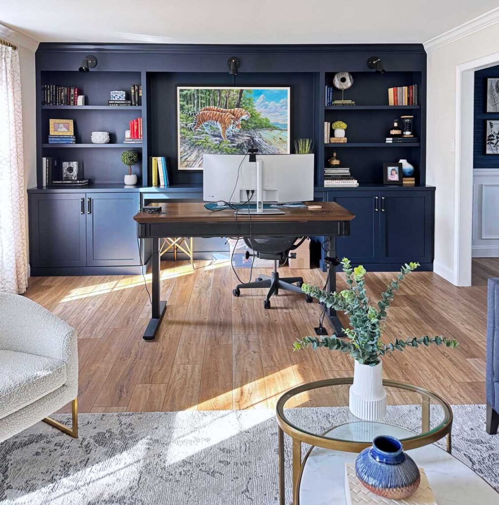 Interior designer near Downingtown transforms living room with custom built ins