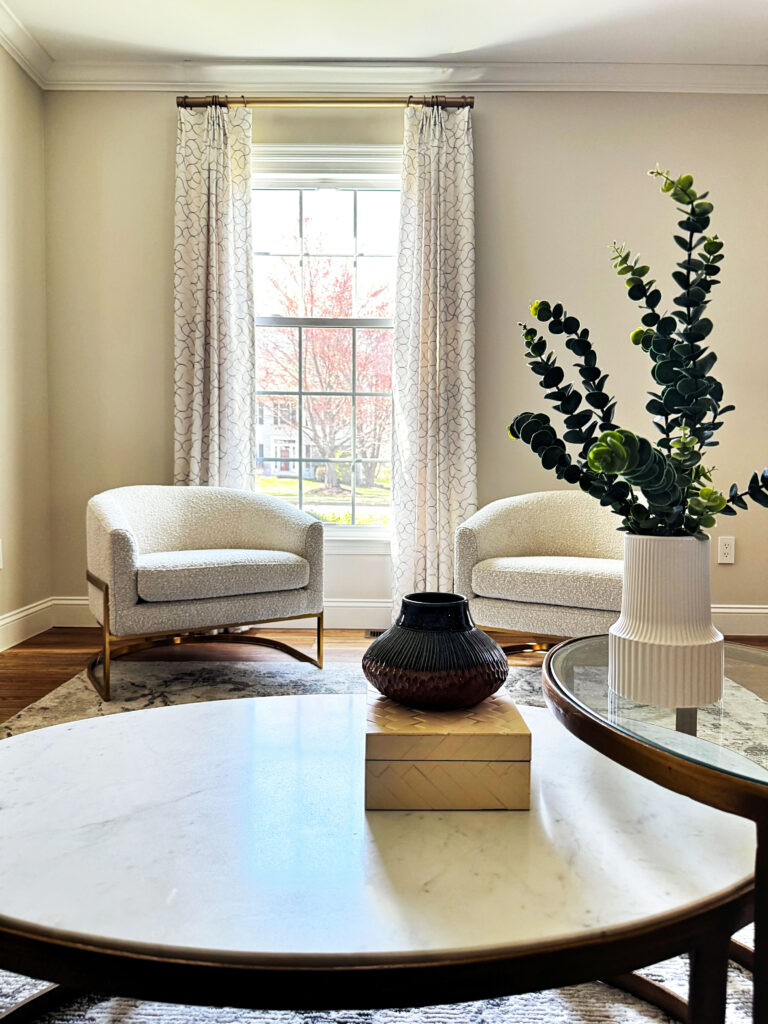 Complete home remodel and decorating a living room that doubles as a home office