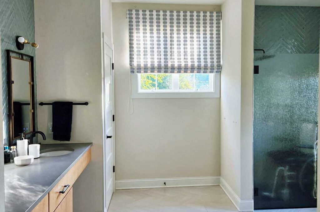 Interior designer near main line philadelphia remodels ada compliant bathroom with smart home controls